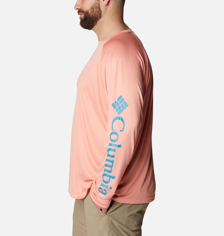 Men's Columbia Fork Stream Long Sleeve Sweatshirts Coral | Plus Size CA-V38AL
